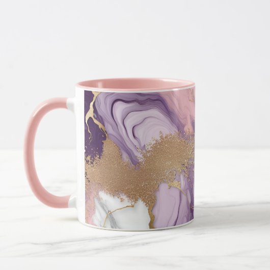 Luxuriöser Marmor Glitzer Rosa Lila Gold Tasse (Links)