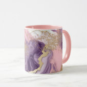 Luxuriöser Marmor Glitzer Rosa Lila Gold Tasse (VorderseiteRechts)