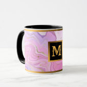 Luxuriöser Marmor Glitzer Rosa Lila Gold Tasse (Vorderseite Links)