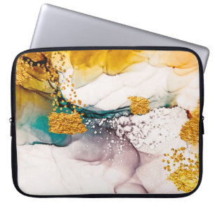 Luxuriöser Marmor mit Glitzer Laptopschutzhülle