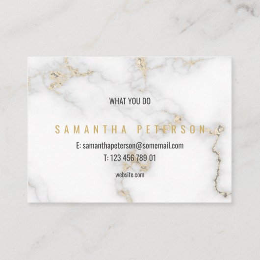 Luxuriöser Marmoreffekt in Weiß und Gold Visitenkarte (Rückseite)