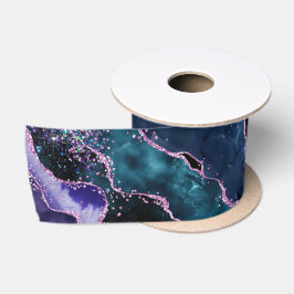 Luxuriöser Marmorkristall Lila Türkis Glitter Acha Satinband