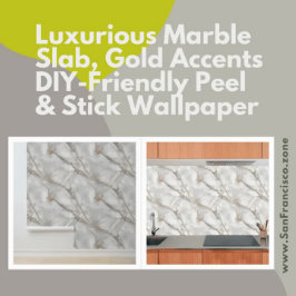 Luxuriöser Marmorsklab, Gold Accents Peel und Stic Tapete