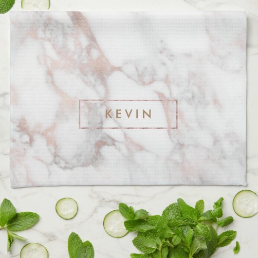 Luxuriöser Marmorstein aus Rose Geschirrtuch (Gefaltet)