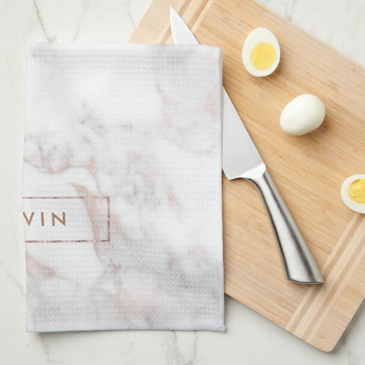 Luxuriöser Marmorstein aus Rose Geschirrtuch (Viertel Falte)