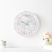 Luxuriöser Marmorstein aus Rose-Gold Große Wanduhr (Zuhause)