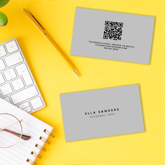 Luxuriöser Minimal Light Gray QR CODE Visitenkarte