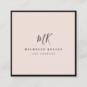 Luxuriöser Minimaler Monogram Blush Pink Klassisch Quadratische Visitenkarte