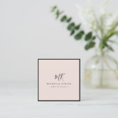 Luxuriöser Minimaler Monogram Blush Pink Klassisch Quadratische Visitenkarte (Stehend Vorderseite)