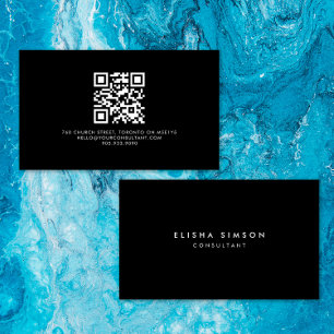 Luxuriöser Minimalistisch Schwarz-Weiß-QR-CODE Visitenkarte