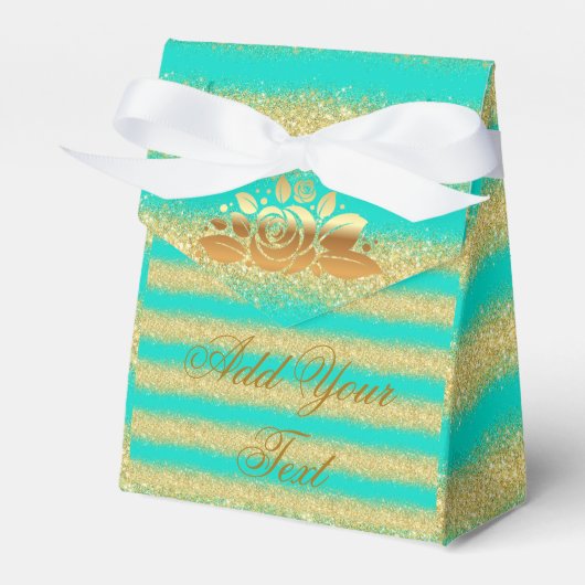 Luxuriöser Mit Monogramm Popular Turquoise Gold Gl Geschenkschachtel (Vorderseite)