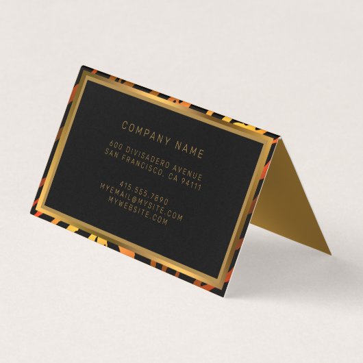 Luxuriöser, moderner Gold Orange Tiger fügt Ihren  Visitenkarten (Rückseite)