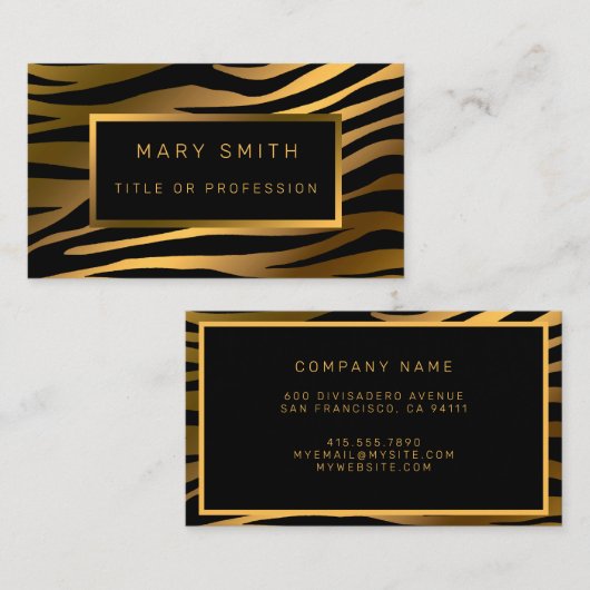 Luxuriöser moderner Gold Tiger fügt Ihren Text hin Visitenkarte (Vorne/Hinten)