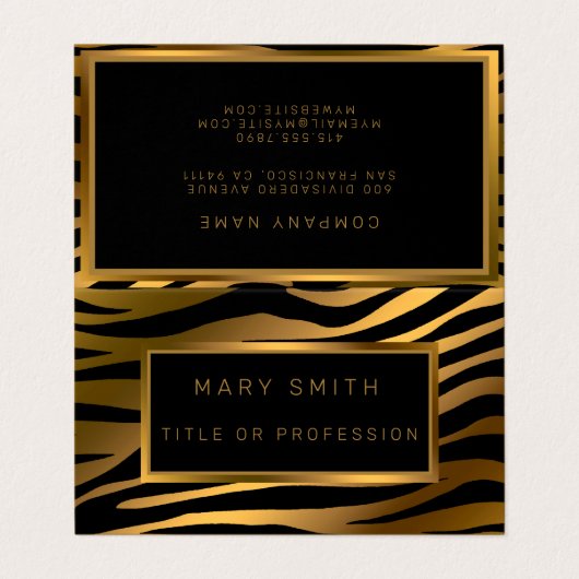 Luxuriöser moderner Gold Tiger fügt Ihren Text hin Visitenkarten (Außenseite Aufgefaltet)