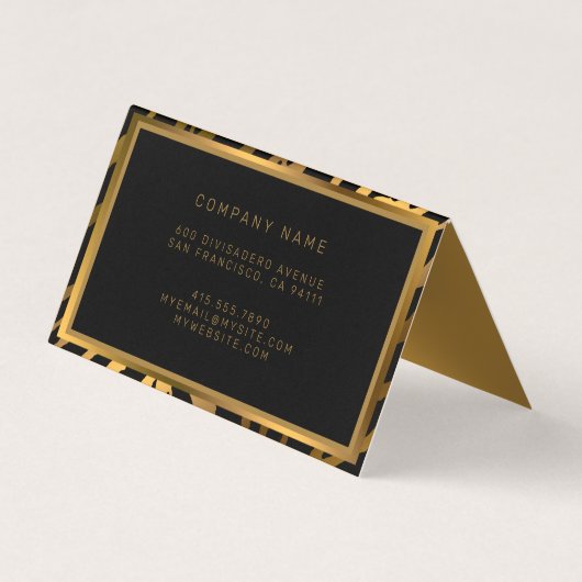 Luxuriöser moderner Gold Tiger fügt Ihren Text hin Visitenkarten (Rückseite)