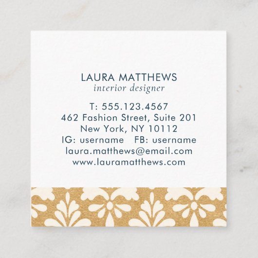 Luxuriöser moderner Goldmedaillengewinner Beruflic Quadratische Visitenkarte (Rückseite)