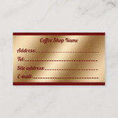 Luxuriöser moderner, kostenloser Gold-Kaffee Visitenkarte (Rückseite)