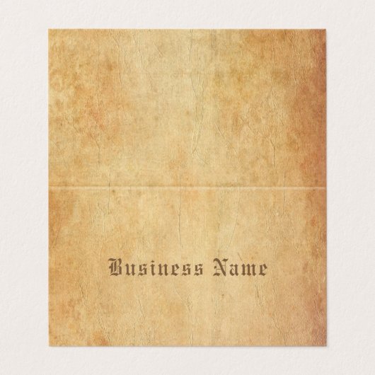 Luxuriöser nostalgischer alter Papierblick Visitenkarten (Außenseite Aufgefaltet)