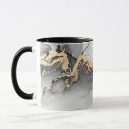 Luxuriöser Personalisierter Schwarz-Gold-Marmor Tasse