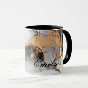 Luxuriöser Personalisierter Schwarz-Gold-Marmor Tasse