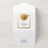 Luxuriöser Pfauengold weißer, eleganter Vogel Indi All In One Einladung (Außenbereich)