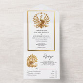 Luxuriöser Pfauengold weißer, eleganter Vogel Indi All In One Einladung (Innen Boden)