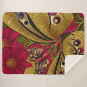 Luxuriöser Red and Gold Butterfly Individuelle Nam Sherpadecke (Vorderseite (Horizontal))