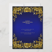 Luxuriöser Regal Gold Frame auf Blue Wedding Einladung (Rückseite)