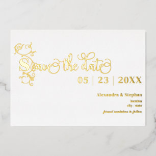 Luxuriöser romantischer Blüh Wedding Save the Date Folieneinladung