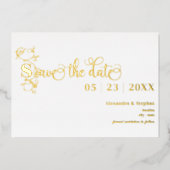 Luxuriöser romantischer Blüh Wedding Save the Date Folieneinladung (Vorderseite)