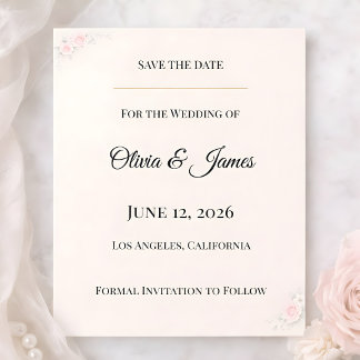Luxuriöser Rosa Blumen Save-the-Date