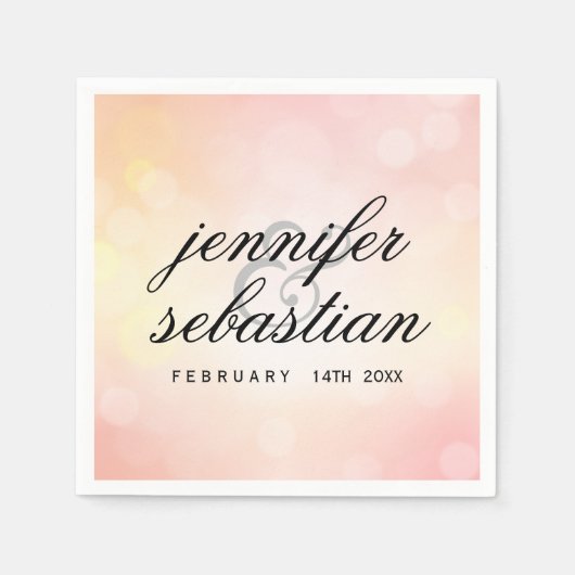 Luxuriöser rosa Glitzer bokeh WEDING MONOGRAM Serviette (Vorderseite)