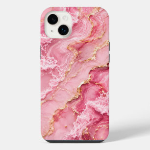 Luxuriöser rosa Ozeanmarmor mit goldenen Adern iPhone 14 Plus Hülle