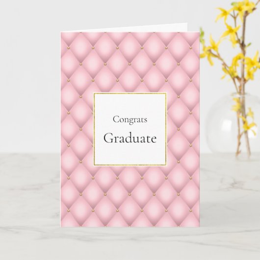 Luxuriöser rosa Tufed Diamond Pattern Abschluss Karte (Gelbe Blume)