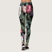 Luxuriöser Rose Garten Nachtgarten Blume Leggings (Rückseite)