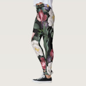 Luxuriöser Rose Garten Nachtgarten Blume Leggings (Links)