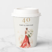 Luxuriöser roter Kleid-Geburtstag-Becher Pappbecher (Rückseite)