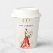 Luxuriöser roter Kleid-Geburtstag-Becher Pappbecher (Vorderseite)