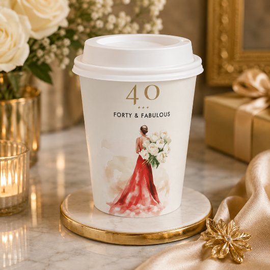 Luxuriöser roter Kleid-Geburtstag-Becher Pappbecher