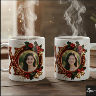 Luxuriöser roter Samt Gold Weihnachtsbuchstabe X Kaffeetasse
