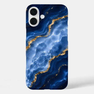 Luxuriöser Saphir-Marmor-Achat iPhone 16 Plus Hülle