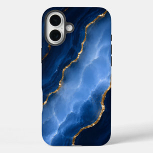 Luxuriöser Saphirblauer Marmor iPhone 16 Plus Hülle