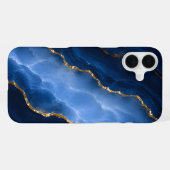 Luxuriöser Saphirblauer Marmor iPhone Hülle (Rückseite (Horizontal))