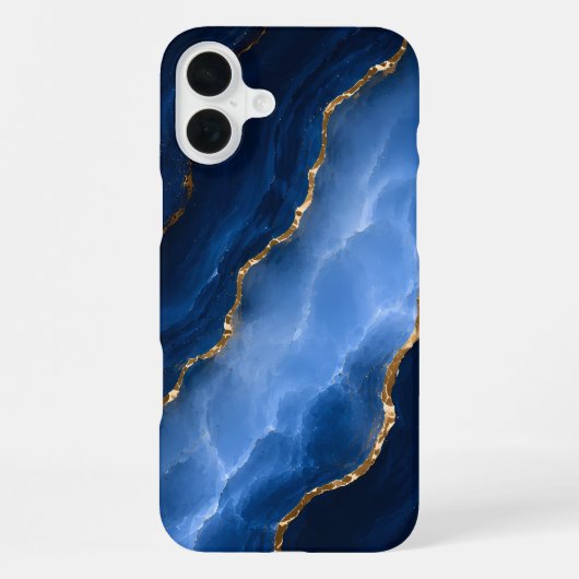 Luxuriöser Saphirblauer Marmor iPhone Hülle (Rückseite)