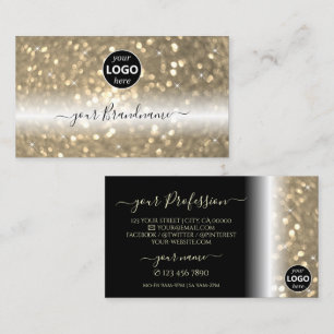 Luxuriöser Schwarz-Gold-Sparkling-Glitzer mit Logo Visitenkarte