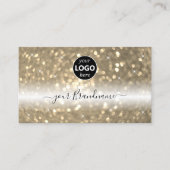 Luxuriöser Schwarz-Gold-Sparkling-Glitzer mit Logo Visitenkarte (Vorderseite)
