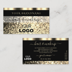 Luxuriöser Schwarz-Gold-Sparkling-Glitzer mit Logo Visitenkarte