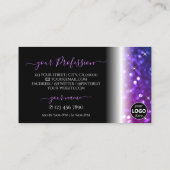 Luxuriöser Schwarz Rosa Lila Sparkle-Glitzer mit L Visitenkarte (Rückseite)