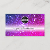 Luxuriöser Schwarz Rosa Lila Sparkle-Glitzer mit L Visitenkarte (Vorderseite)