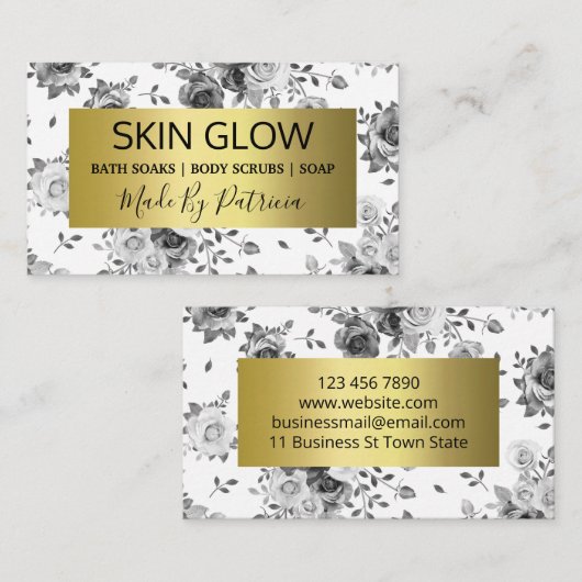 Luxuriöser Schwarz-weißer Gold handgefertigter Wel Visitenkarte (Vorne/Hinten)